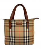 BURBERRYバーバリー）の古着「シャドーホース ノバチェック ハンドバッグ」｜ベージュ×ブラウン