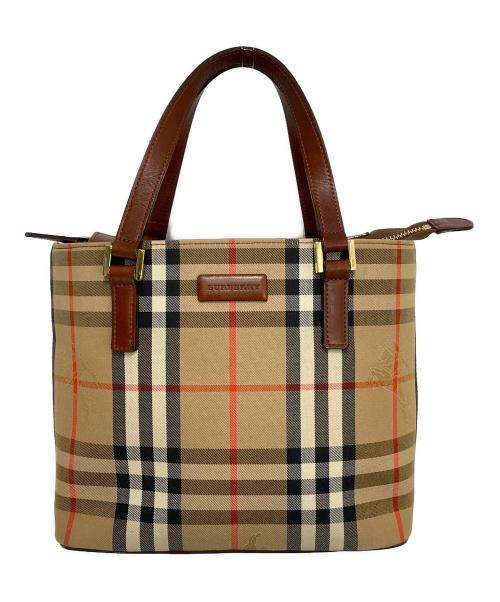 BURBERRY（バーバリー）BURBERRY (バーバリー) シャドーホース ノバチェック ハンドバッグ ベージュ×ブラウンの古着・服飾アイテム