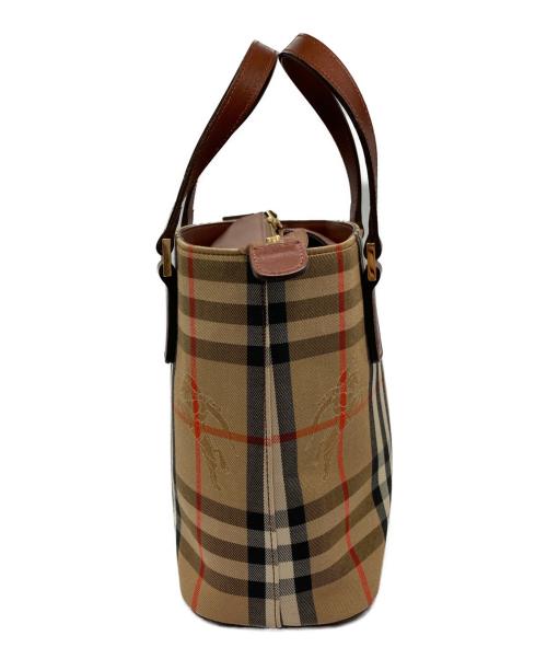 BURBERRY（バーバリー）BURBERRY (バーバリー) シャドーホース ノバチェック ハンドバッグ ベージュ×ブラウンの古着・服飾アイテム
