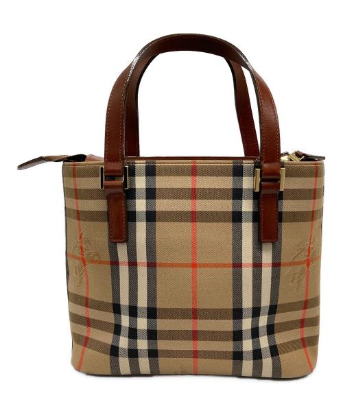BURBERRY（バーバリー）BURBERRY (バーバリー) シャドーホース ノバチェック ハンドバッグ ベージュ×ブラウンの古着・服飾アイテム