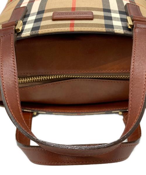 BURBERRY（バーバリー）BURBERRY (バーバリー) シャドーホース ノバチェック ハンドバッグ ベージュ×ブラウンの古着・服飾アイテム