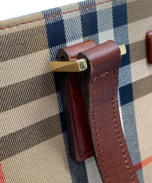 BURBERRY（バーバリー）BURBERRY (バーバリー) シャドーホース ノバチェック ハンドバッグ ベージュ×ブラウンの古着・服飾アイテム