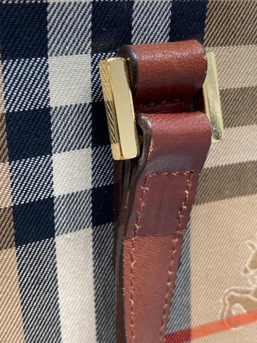 BURBERRY（バーバリー）BURBERRY (バーバリー) シャドーホース ノバチェック ハンドバッグ ベージュ×ブラウンの古着・服飾アイテム