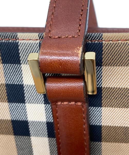 BURBERRY（バーバリー）BURBERRY (バーバリー) シャドーホース ノバチェック ハンドバッグ ベージュ×ブラウンの古着・服飾アイテム