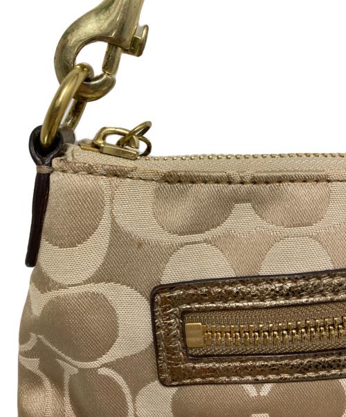 COACH（コーチ）COACH (コーチ) POPPY シグネチャーハンドバッグ ベージュ×ゴールドの古着・服飾アイテム