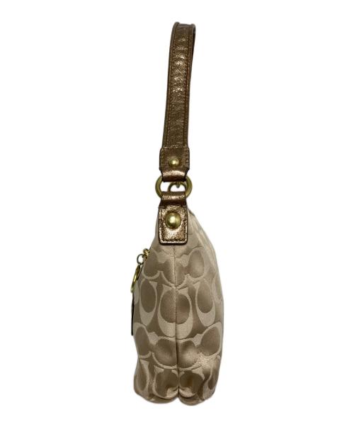 COACH（コーチ）COACH (コーチ) POPPY シグネチャーハンドバッグ ベージュ×ゴールドの古着・服飾アイテム