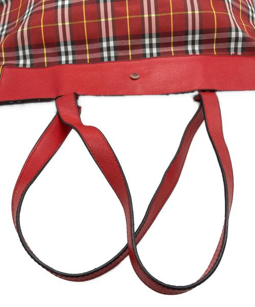 BURBERRY LONDON（バーバリーロンドン）BURBERRY LONDON (バーバリーロンドン) チェックトートバッグ レッドの古着・服飾アイテム