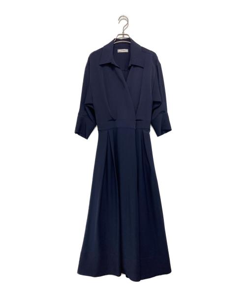 JENNE（ジェンヌ）JENNE (ジェンヌ) カシュクールフレアワンピース ネイビー サイズ:Mの古着・服飾アイテム