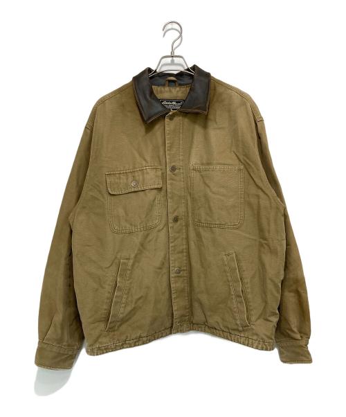 Eddie Bauer（エディーバウアー）Eddie Bauer (エディーバウアー) 襟レザーワークジャケット ベージュ サイズ:Lの古着・服飾アイテム
