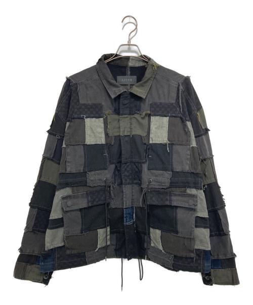 AIVER（アイバー）AIVER (アイバー) ボロミリタリージャケット グレー×グリーン サイズ:Mの古着・服飾アイテム