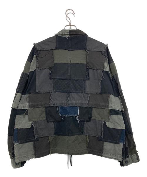 AIVER（アイバー）AIVER (アイバー) ボロミリタリージャケット グレー×グリーン サイズ:Mの古着・服飾アイテム