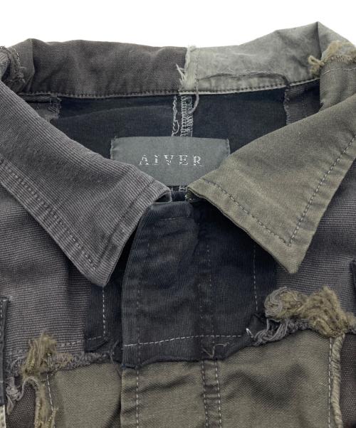 AIVER（アイバー）AIVER (アイバー) ボロミリタリージャケット グレー×グリーン サイズ:Mの古着・服飾アイテム