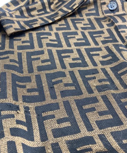 FENDI JEANS（フェンディ ジーンズ）FENDI JEANS (フェンディ ジーンズ) ズッカ柄 半袖シャツワンピース ブラウン×ブラック サイズ:Ｆ36の古着・服飾アイテム