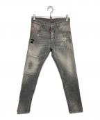 DSQUARED2ディースクエアード）の古着「Skinny Dan Jean ダメージスキニーデニムパンツ」｜グレー