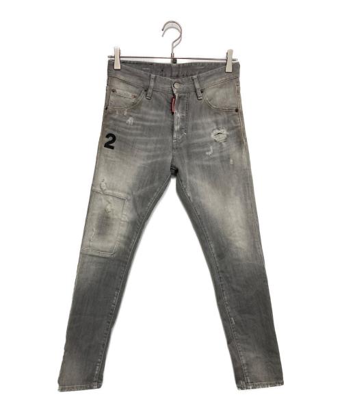 DSQUARED2（ディースクエアード）DSQUARED2 (ディースクエアード) Skinny Dan Jean ダメージスキニーデニムパンツ グレー サイズ:42の古着・服飾アイテム