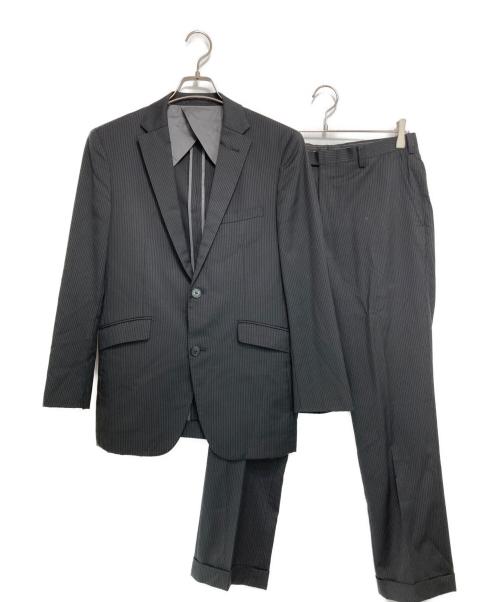 BURBERRY BLACK LABEL（バーバリーブラックレーベル）BURBERRY BLACK LABEL (バーバリーブラックレーベル) シルクウール混 ストライプセットアップスーツ ブラック サイズ:Sの古着・服飾アイテム
