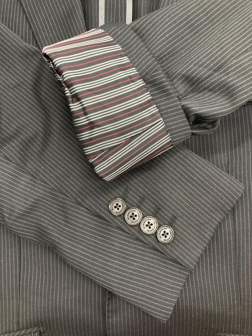 BURBERRY BLACK LABEL（バーバリーブラックレーベル）BURBERRY BLACK LABEL (バーバリーブラックレーベル) シルクウール混 ストライプセットアップスーツ ブラック サイズ:Sの古着・服飾アイテム