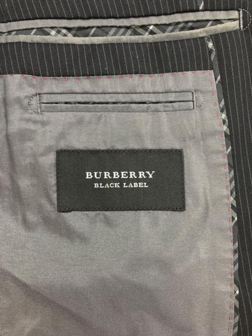 BURBERRY BLACK LABEL（バーバリーブラックレーベル）BURBERRY BLACK LABEL (バーバリーブラックレーベル) シルクウール混 ストライプセットアップスーツ ブラック サイズ:Sの古着・服飾アイテム