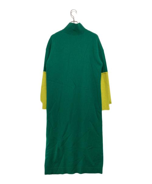 nagonstans（ナゴンスタンス）nagonstans (ナゴンスタンス) バイカラーニットワンピース グリーン×イエロー サイズ:Sの古着・服飾アイテム