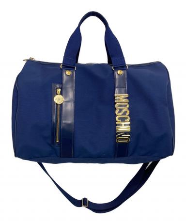 希少　新品　90's MOSCHINO 2way エナメルボストンバック　日本製 中古・古着通販】MOSCHINO (モスキーノ) 2WAYボストンバッグ ネイビー