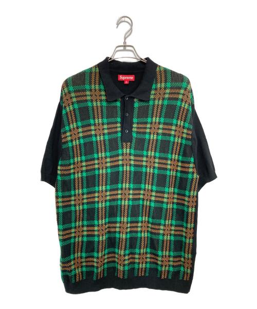 SUPREME（シュプリーム）SUPREME (シュプリーム) Plaid Knit S/S Polo グリーン×オレンジ サイズ:XLの古着・服飾アイテム