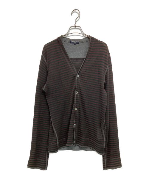 COMME des GARCONS HOMME（コムデギャルソン オム）COMME des GARCONS HOMME (コムデギャルソン オム) ボーダーカーディガン ブラック×ボルドー サイズ:Sの古着・服飾アイテム