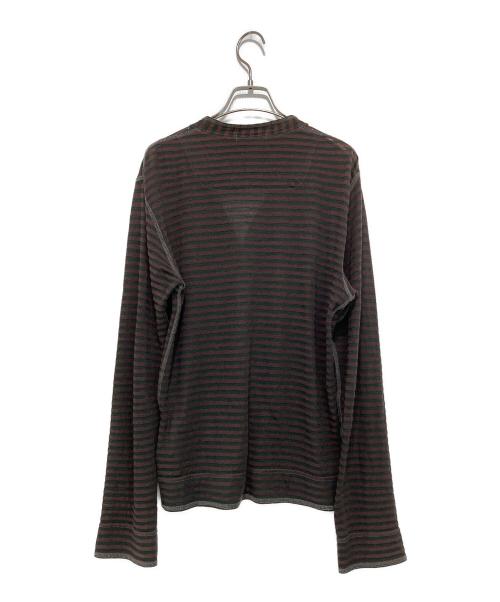 COMME des GARCONS HOMME（コムデギャルソン オム）COMME des GARCONS HOMME (コムデギャルソン オム) ボーダーカーディガン ブラック×ボルドー サイズ:Sの古着・服飾アイテム