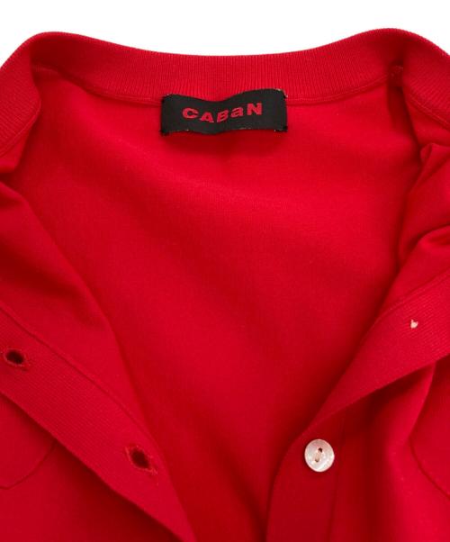 CABAN（キャバン）CABAN (キャバン) ファインポリエステル ハーフスリーブポケットカーディガン レッド サイズ:Sの古着・服飾アイテム