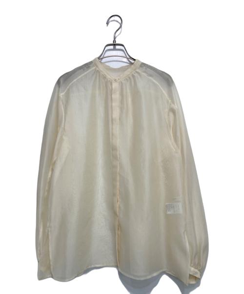 MACPHEE（マカフィー）MACPHEE (マカフィー) ソフトオーガンジー バンドカラーブラウス ベージュ サイズ:SIZE 36の古着・服飾アイテム