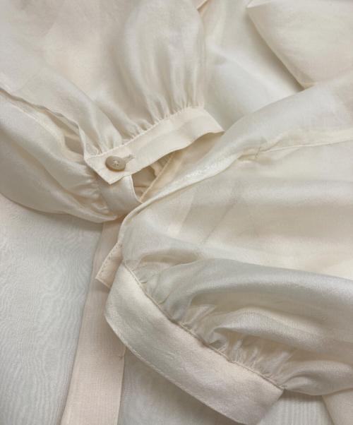 MACPHEE（マカフィー）MACPHEE (マカフィー) ソフトオーガンジー バンドカラーブラウス ベージュ サイズ:SIZE 36の古着・服飾アイテム