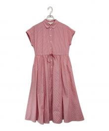 To b. by agnes b.（トゥービー バイ アニエスベー）の古着「ROBE ストライプロングシャツワンピース」｜ホワイト×レッド