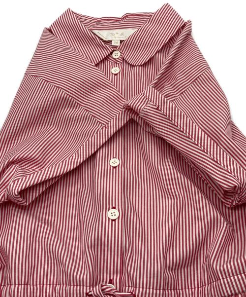 To b. by agnes b.（トゥービー バイ アニエスベー）To b. by agnes b. (トゥービー バイ アニエスベー) ROBE ストライプロングシャツワンピース ホワイト×レッド サイズ:36の古着・服飾アイテム