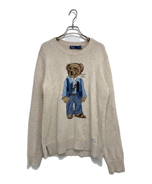 POLO RALPH LAUREN（ポロ・ラルフローレン）POLO RALPH LAUREN (ポロ・ラルフローレン) ポロベアクルーネックニット ベージュ サイズ:Mの古着・服飾アイテム