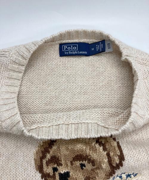 POLO RALPH LAUREN（ポロ・ラルフローレン）POLO RALPH LAUREN (ポロ・ラルフローレン) ポロベアクルーネックニット ベージュ サイズ:Mの古着・服飾アイテム