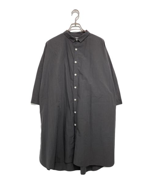 HUIS（ハウス）HUIS (ハウス) タイプライタークロスロングシャツ グレー サイズ:Fの古着・服飾アイテム