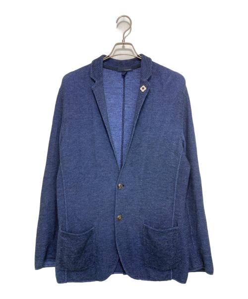 LARDINI（ラルディーニ）LARDINI (ラルディーニ) 2Bリネン混ニットジャケット ネイビー サイズ:Mの古着・服飾アイテム