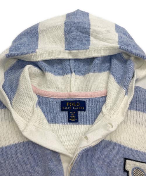 POLO RALPH LAUREN（ポロ・ラルフローレン）POLO RALPH LAUREN (ポロ・ラルフローレン) フーデッド ボーダーニット レイヤードワンピース ブルー×ホワイト サイズ:XL（16）の古着・服飾アイテム