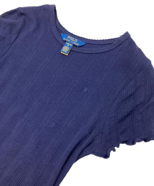 POLO RALPH LAUREN（ポロ・ラルフローレン）POLO RALPH LAUREN (ポロ・ラルフローレン) ニット切替ストライプワンピース ネイビー サイズ:L(12-14）の古着・服飾アイテム