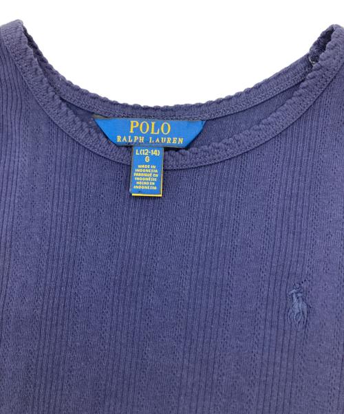 POLO RALPH LAUREN（ポロ・ラルフローレン）POLO RALPH LAUREN (ポロ・ラルフローレン) ニット切替ストライプワンピース ネイビー サイズ:L(12-14）の古着・服飾アイテム