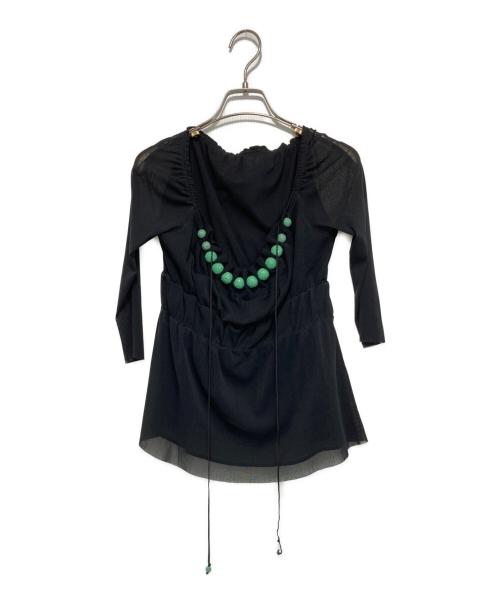 VIVIENNE TAM（ヴィヴィアンタム）VIVIENNE TAM (ヴィヴィアンタム) 七分袖ビーズブラウス ブラックの古着・服飾アイテム