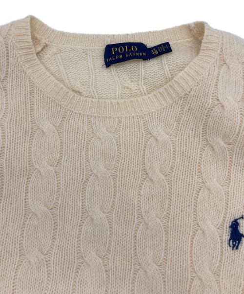 POLO RALPH LAUREN（ポロ・ラルフローレン）POLO RALPH LAUREN (ポロ・ラルフローレン) ポニー刺繍 カシミヤ混ケーブルニット アイボリー サイズ:XLの古着・服飾アイテム
