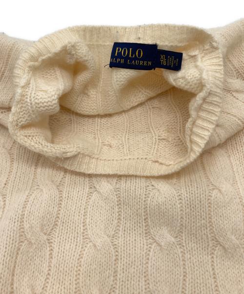 POLO RALPH LAUREN（ポロ・ラルフローレン）POLO RALPH LAUREN (ポロ・ラルフローレン) ポニー刺繍 カシミヤ混ケーブルニット アイボリー サイズ:XLの古着・服飾アイテム