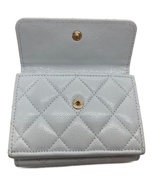 CHANEL（シャネル）CHANEL (シャネル) キャビアスキン マトラッセ スモールウォレット スカイブルーの古着・服飾アイテム