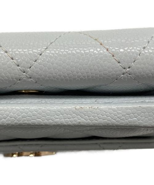 CHANEL（シャネル）CHANEL (シャネル) キャビアスキン マトラッセ スモールウォレット スカイブルーの古着・服飾アイテム