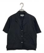 MARGARET HOWELLマーガレットハウエル）の古着「コットンシルク ショートスリーブ シャツジャケット」｜ブラック