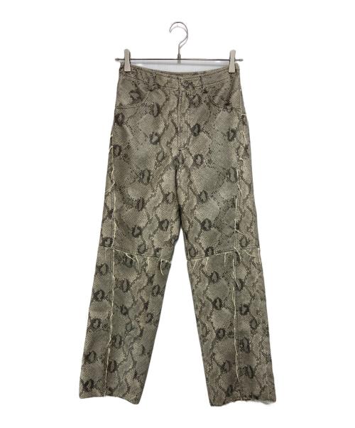 MAISON SPECIAL（メゾンスペシャル）MAISON SPECIAL (メゾンスペシャル) Vegan Leather Python Cut Off Pants グレー×ベージュ サイズ:36の古着・服飾アイテム