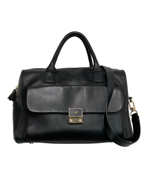 ANYA HINDMARCH（アニヤ・ハインドマーチ）ANYA HINDMARCH (アニヤ・ハインドマーチ) カーカー 2WAY ショルダーバッグ ブラックの古着・服飾アイテム