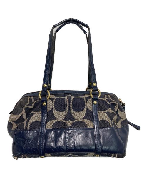 COACH（コーチ）COACH (コーチ) シグネチャー デニム サッチェルバッグ ネイビーの古着・服飾アイテム