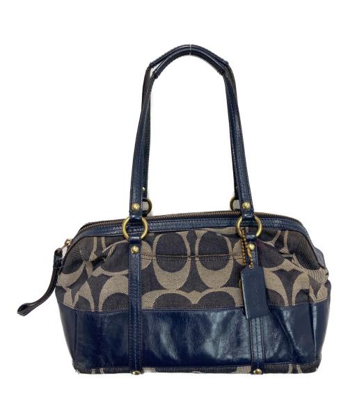 COACH（コーチ）COACH (コーチ) シグネチャー デニム サッチェルバッグ ネイビーの古着・服飾アイテム