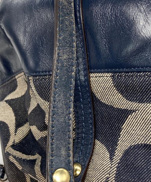 COACH（コーチ）COACH (コーチ) シグネチャー デニム サッチェルバッグ ネイビーの古着・服飾アイテム